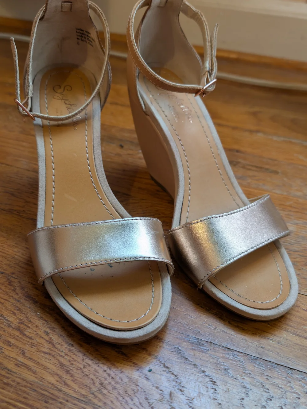 Seychelles Rose Gold Metallic Wedge Sandals